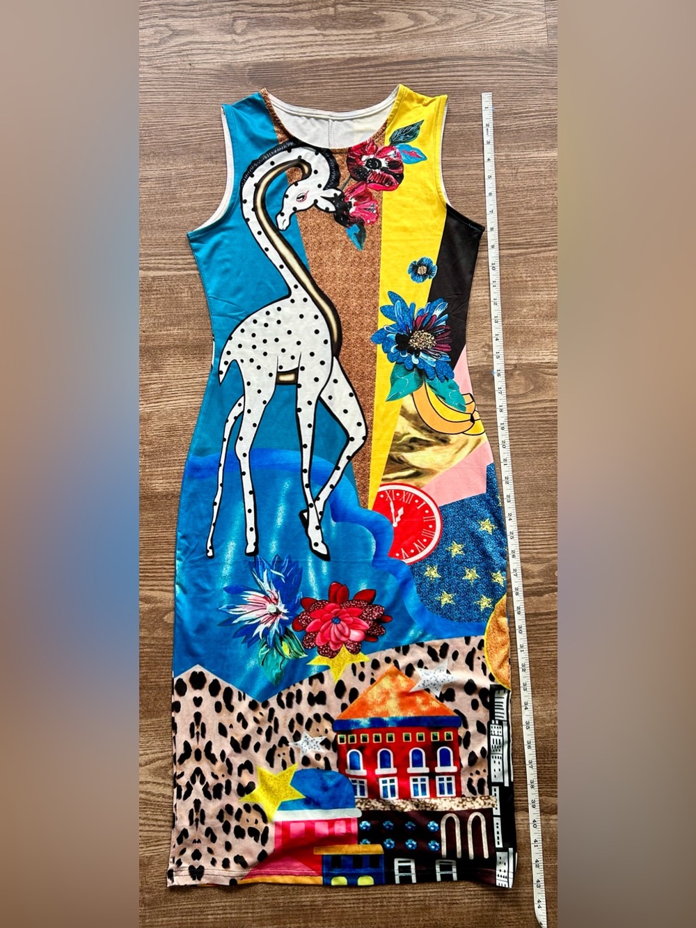 Colorful Graphic Giraffe Print Tank Dress